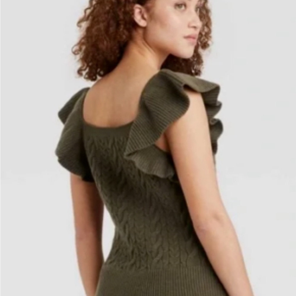 Square Neck Sweater Vest with Ruffles - Picture 2 of 8